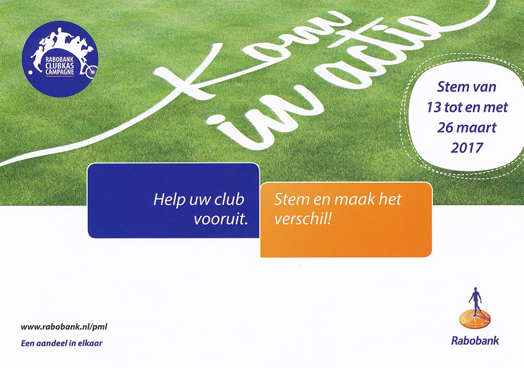 Rabobank Clubkas Campagne 2017 - Elke stem telt en is geld waard!