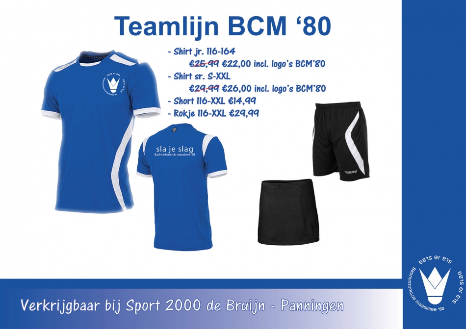 Clubkleding voorbeeld BCM'80